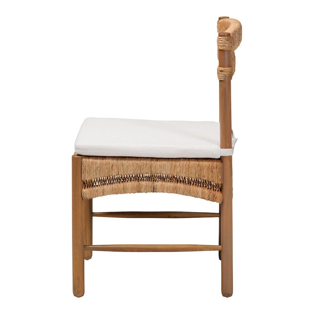 Elvera Woven Seagrass and Mahogany Wood Dining Chair