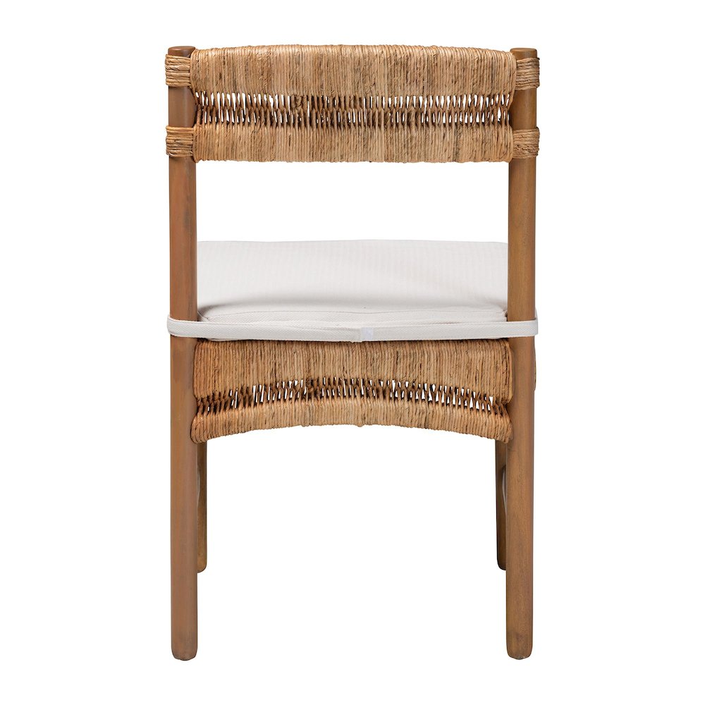 Elvera Woven Seagrass and Mahogany Wood Dining Chair
