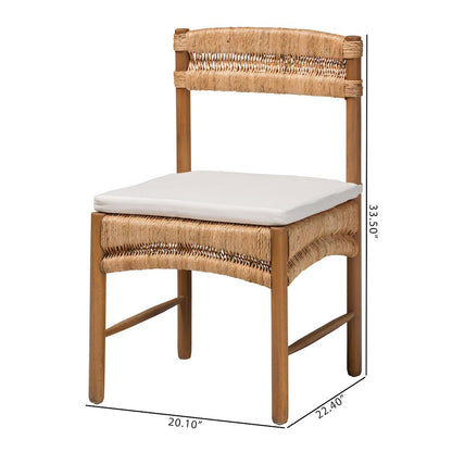 Elvera Woven Seagrass and Mahogany Wood Dining Chair