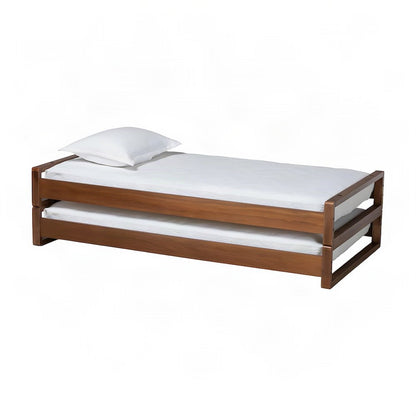 Rubberwood Expandable Twin to King Convertible Platform Bed Frame, Walnut