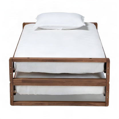 Rubberwood Expandable Twin to King Convertible Platform Bed Frame, Walnut