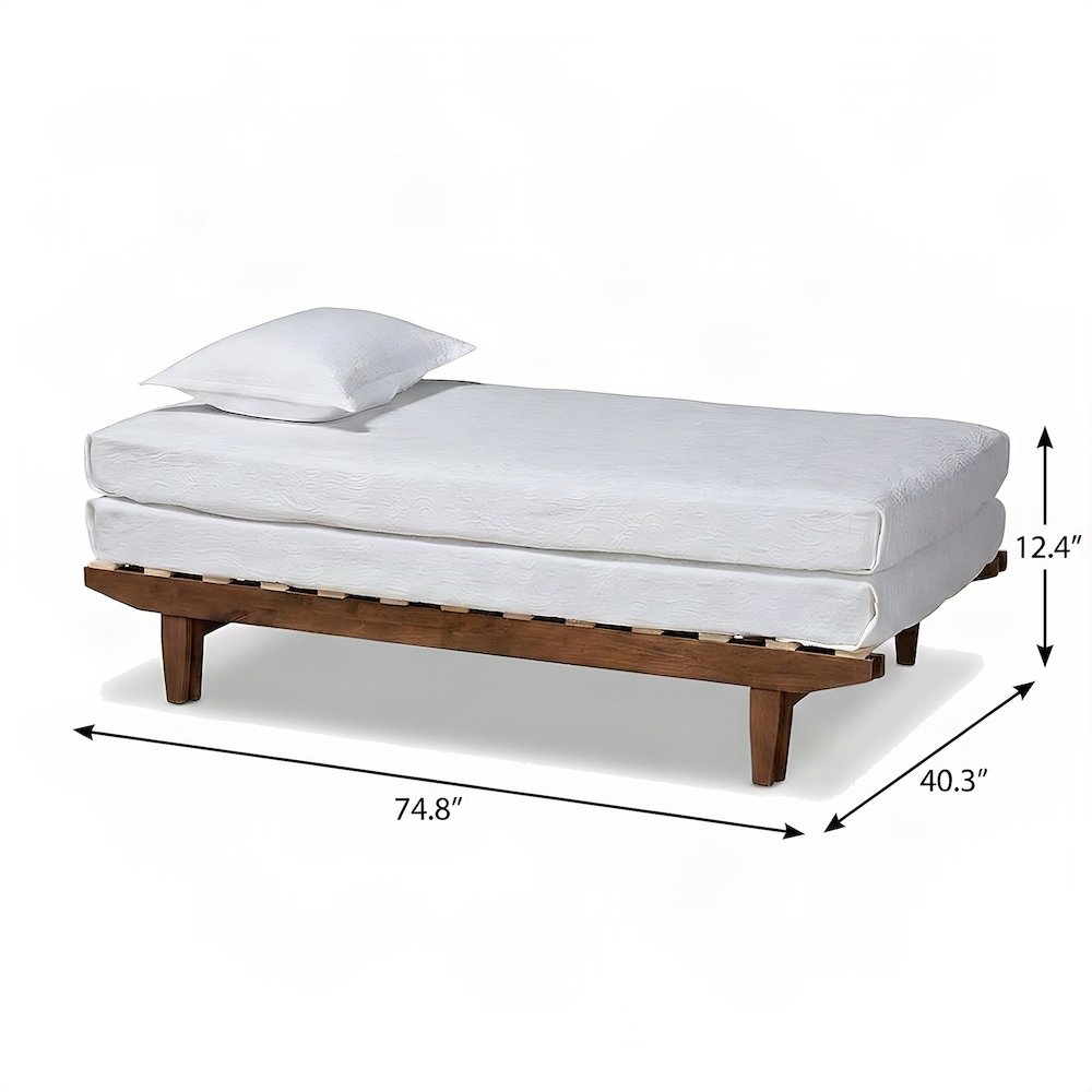 Rubberwood Expandable Twin to King Convertible Bed Frame, Modern, Walnut