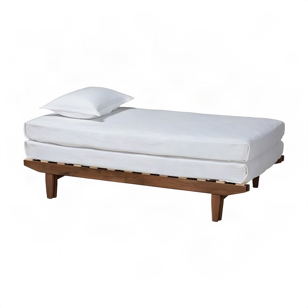 Rubberwood Expandable Twin to King Convertible Bed Frame, Modern, Walnut
