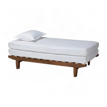 Rubberwood Expandable Twin to King Convertible Bed Frame, Modern, Walnut