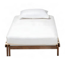 Rubberwood Expandable Twin to King Convertible Bed Frame, Modern, Walnut