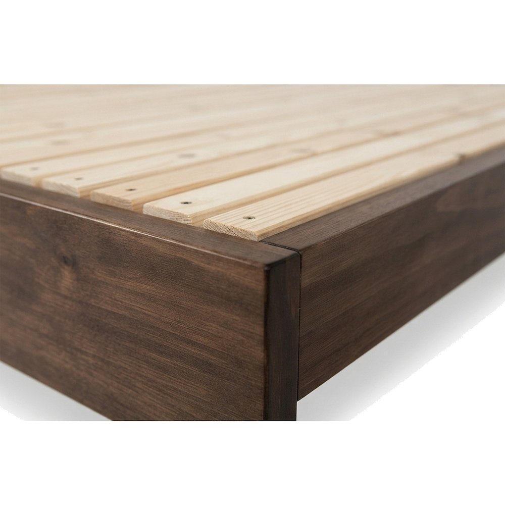 Rubberwood Expandable Twin to King Convertible Bed Frame, Modern, Walnut