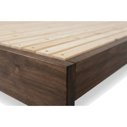 Rubberwood Expandable Twin to King Convertible Bed Frame, Modern, Walnut