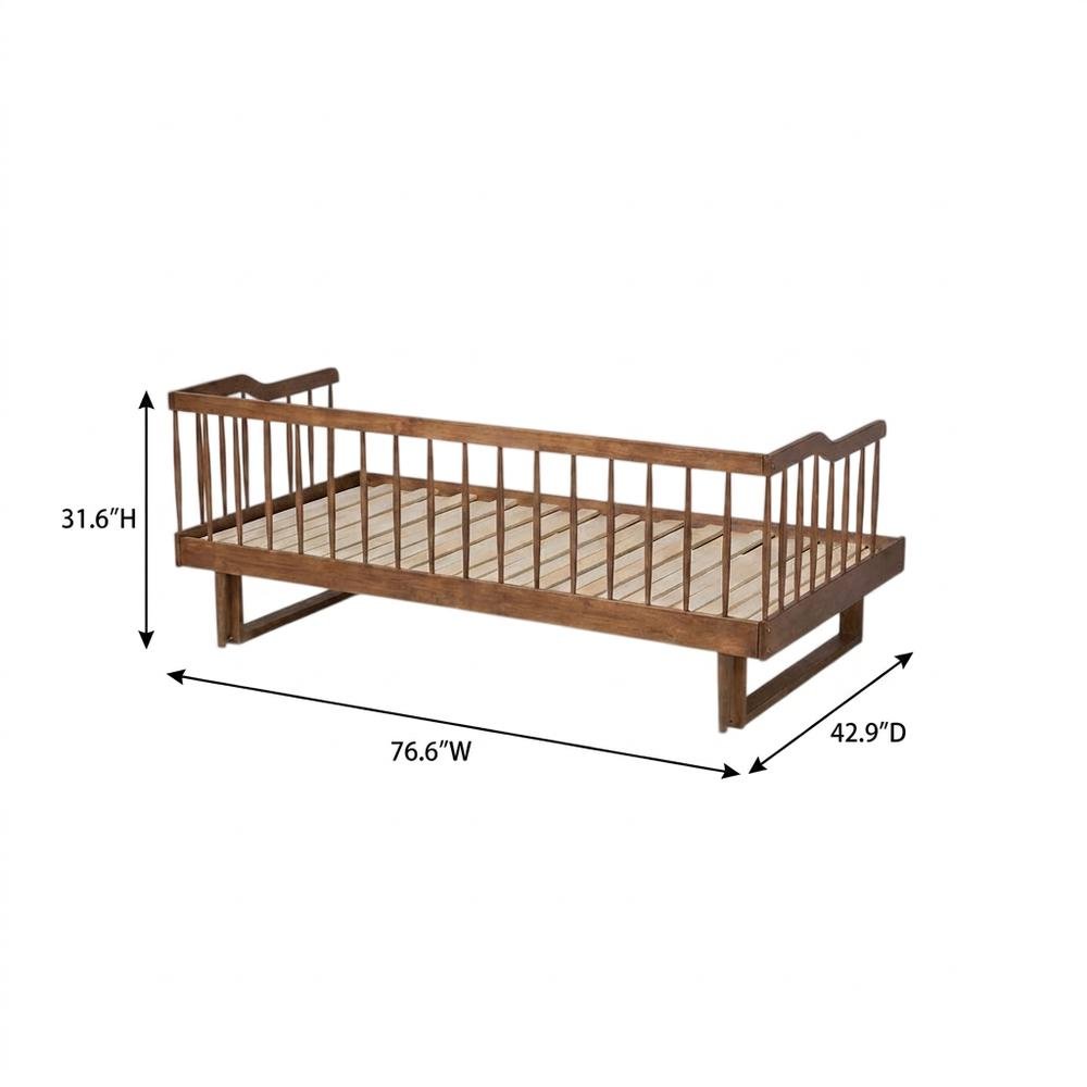 Rubberwood Expandable Twin to King Spindle Daybed, Transitional Style, Walnut