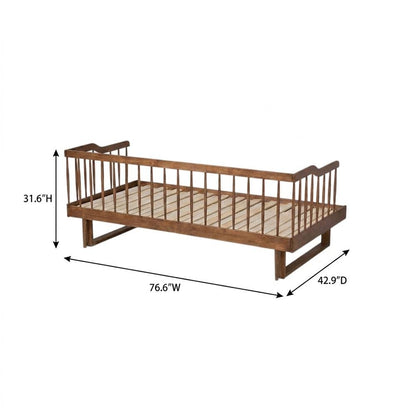 Rubberwood Expandable Twin to King Spindle Daybed, Transitional Style, Walnut