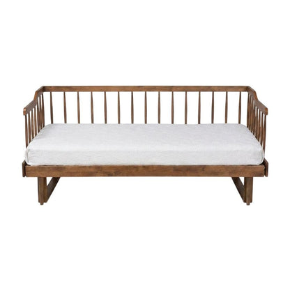 Rubberwood Expandable Twin to King Spindle Daybed, Transitional Style, Walnut