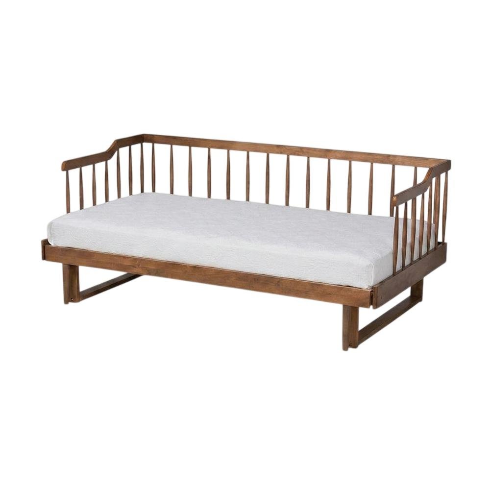 Rubberwood Expandable Twin to King Spindle Daybed, Transitional Style, Walnut