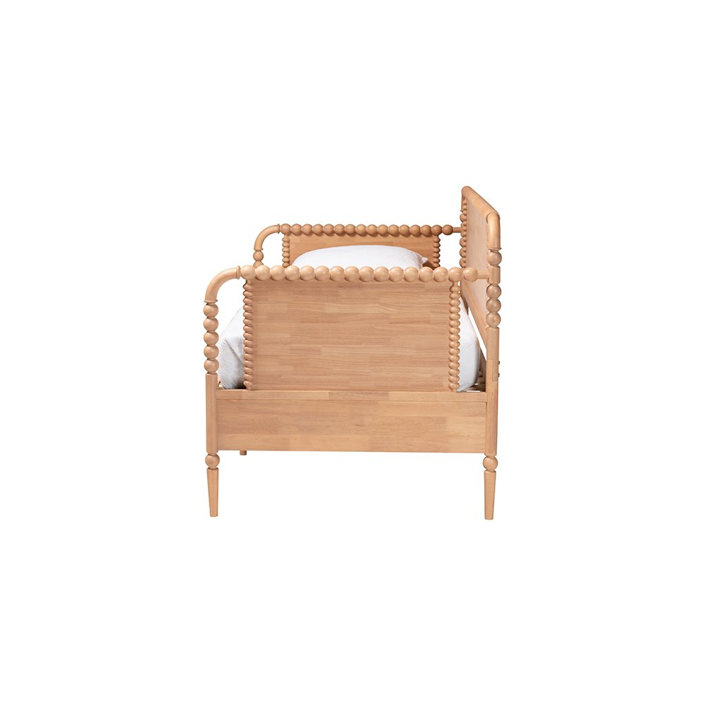 Baxton Studio Lucera 3-Drawer Daybed with Bobbin Frame, Full, Beech Brown