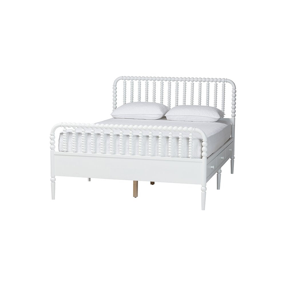 Baxton Studio Lucera 6-Drawer Platform Bed with Bobbin Frame, Full, White