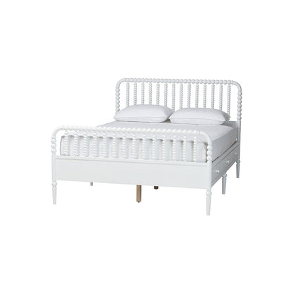 Baxton Studio Lucera 6-Drawer Platform Bed with Bobbin Frame, Full, White