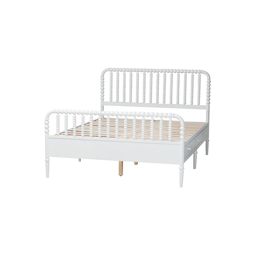 Baxton Studio Lucera 6-Drawer Platform Bed with Bobbin Frame, Full, White