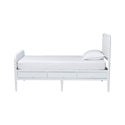 Baxton Studio Lucera 6-Drawer Platform Bed with Bobbin Frame, Twin, White