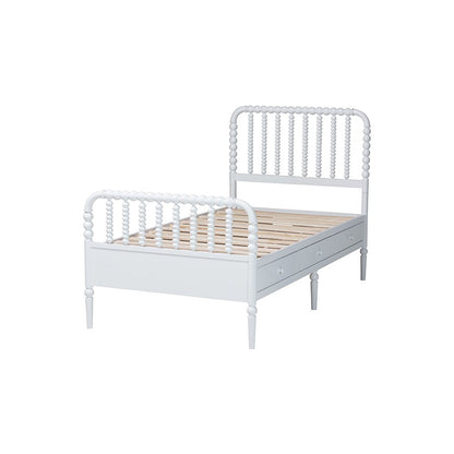 Baxton Studio Lucera 6-Drawer Platform Bed with Bobbin Frame, Twin, White