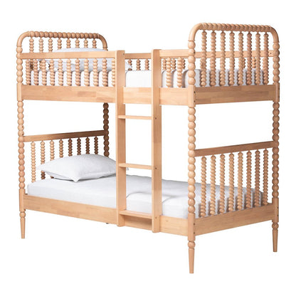 Baxton Studio Lucera Bobbin Bunk Bed with Ladder, Beech Brown