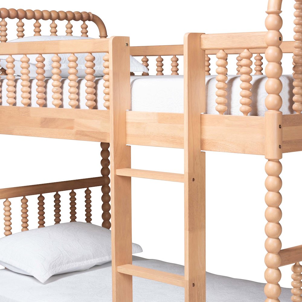 Baxton Studio Lucera Bobbin Bunk Bed with Ladder, Beech Brown