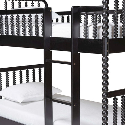 Baxton Studio Lucera Bobbin Bunk Bed with Ladder, Black