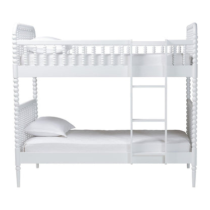 Baxton Studio Lucera Bobbin Bunk Bed with Ladder, White