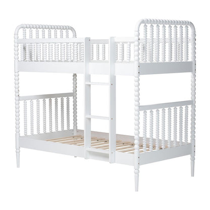 Baxton Studio Lucera Bobbin Bunk Bed with Ladder, White