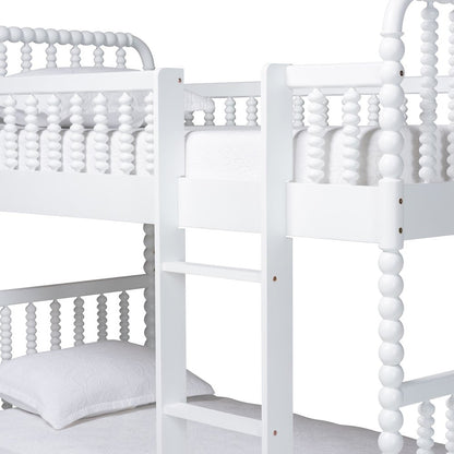 Baxton Studio Lucera Bobbin Bunk Bed with Ladder, White