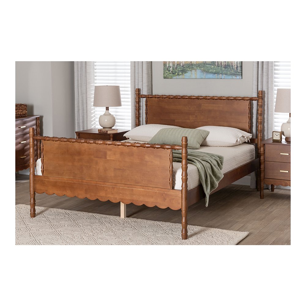 Baxton Studio Danette Bobbin Wood Platform Bed, Queen