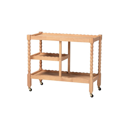 Baxton Studio Seamus 3-Tier Book Cart with Bobbin Frame, Beech Brown