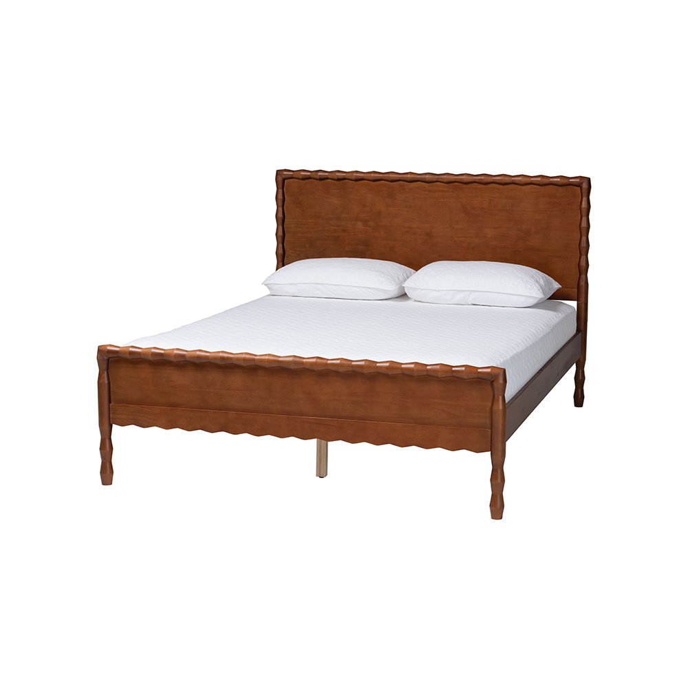 Baxton Studio Seamus Platform Bed with Carved Bobbin Frame, Queen