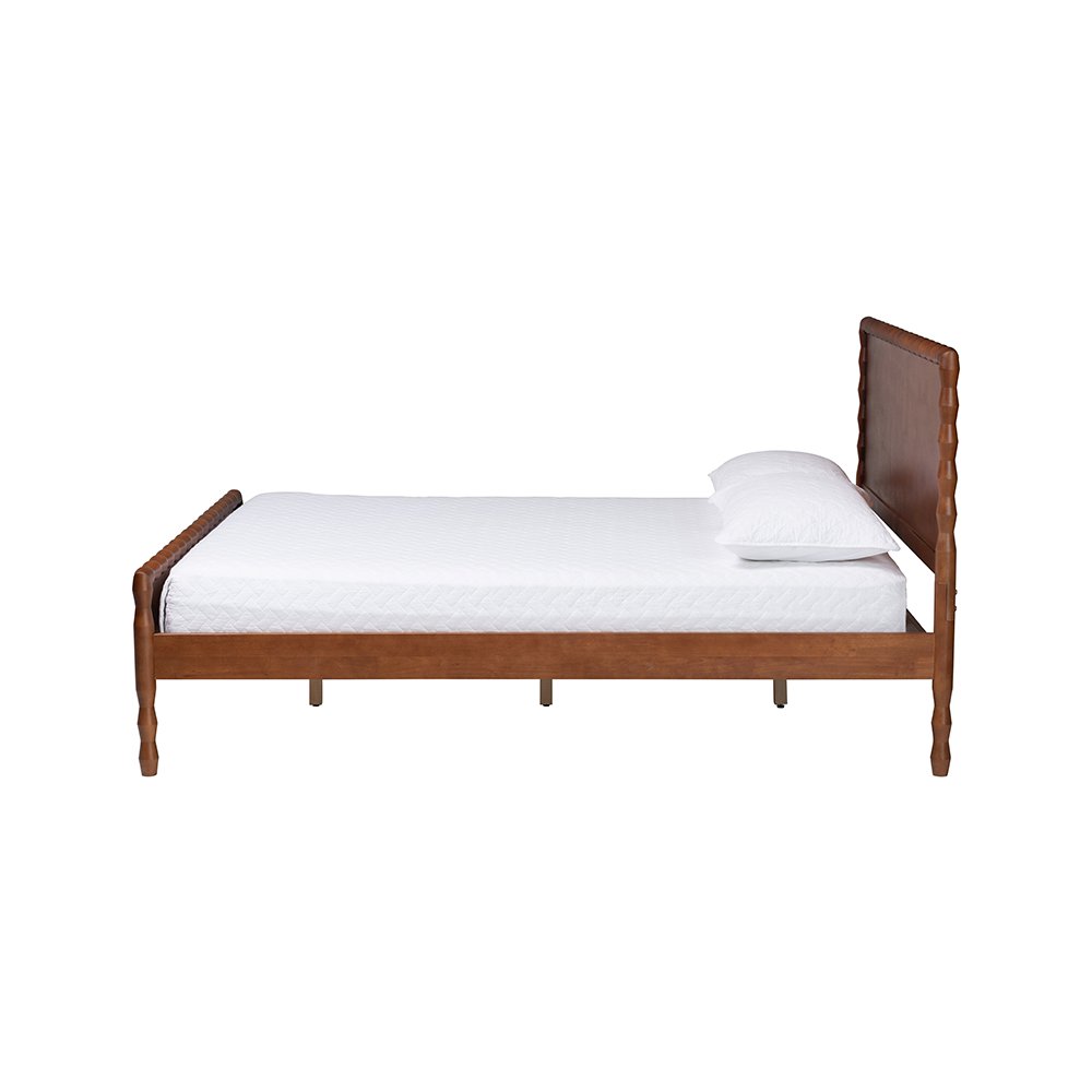 Baxton Studio Seamus Platform Bed with Carved Bobbin Frame, Queen