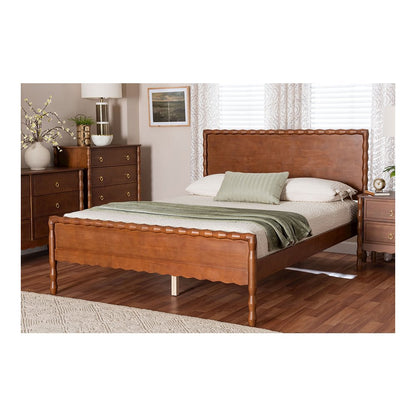 Baxton Studio Seamus Platform Bed with Carved Bobbin Frame, Queen