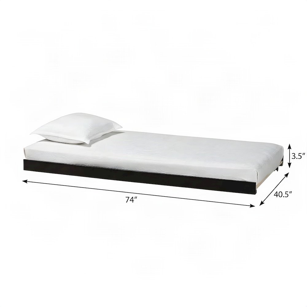 FurniFact Trundle Bed Frame with Low-Profile Rolling Caster Base, Black