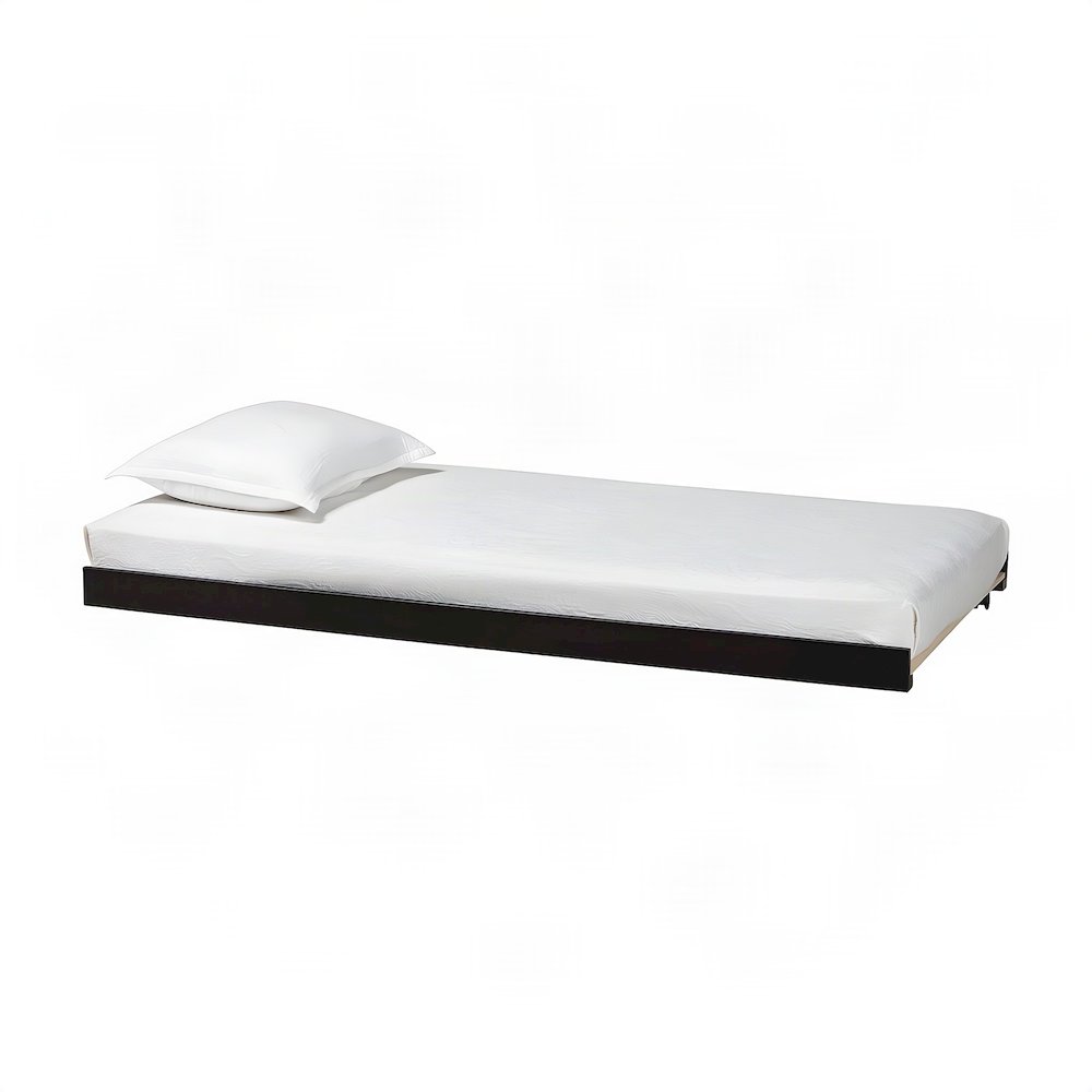 FurniFact Trundle Bed Frame with Low-Profile Rolling Caster Base, Black