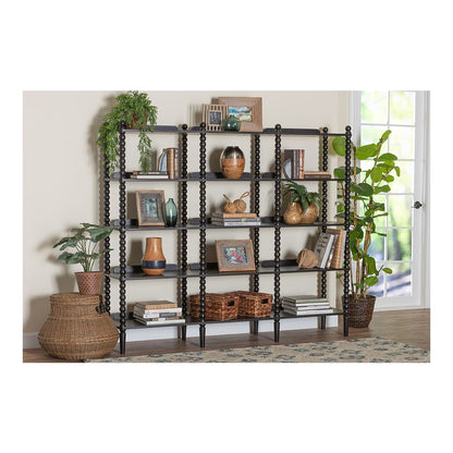 Baxton Studio Lucera Bobbin 5-Tier Display Shelf, Black