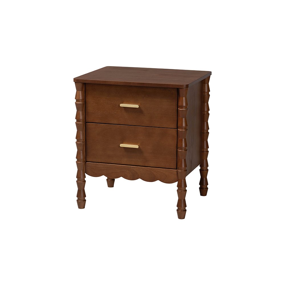 Baxton Studio Danette Bobbin Wood 2-Drawer Nightstand