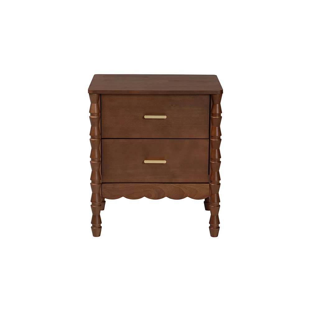 Baxton Studio Danette Bobbin Wood 2-Drawer Nightstand