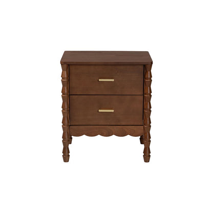 Baxton Studio Danette Bobbin Wood 2-Drawer Nightstand