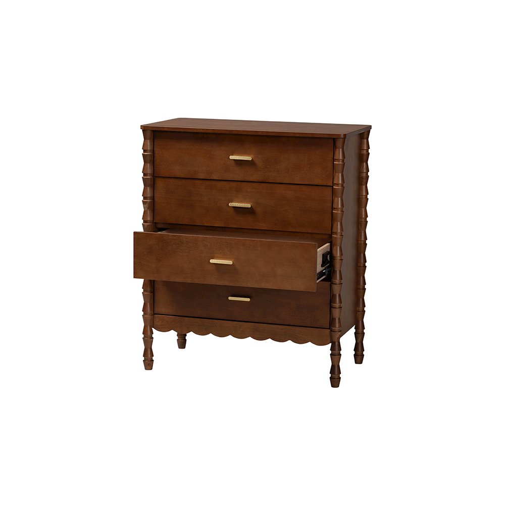 Baxton Studio Danette Bobbin Wood 4-Drawer Chest