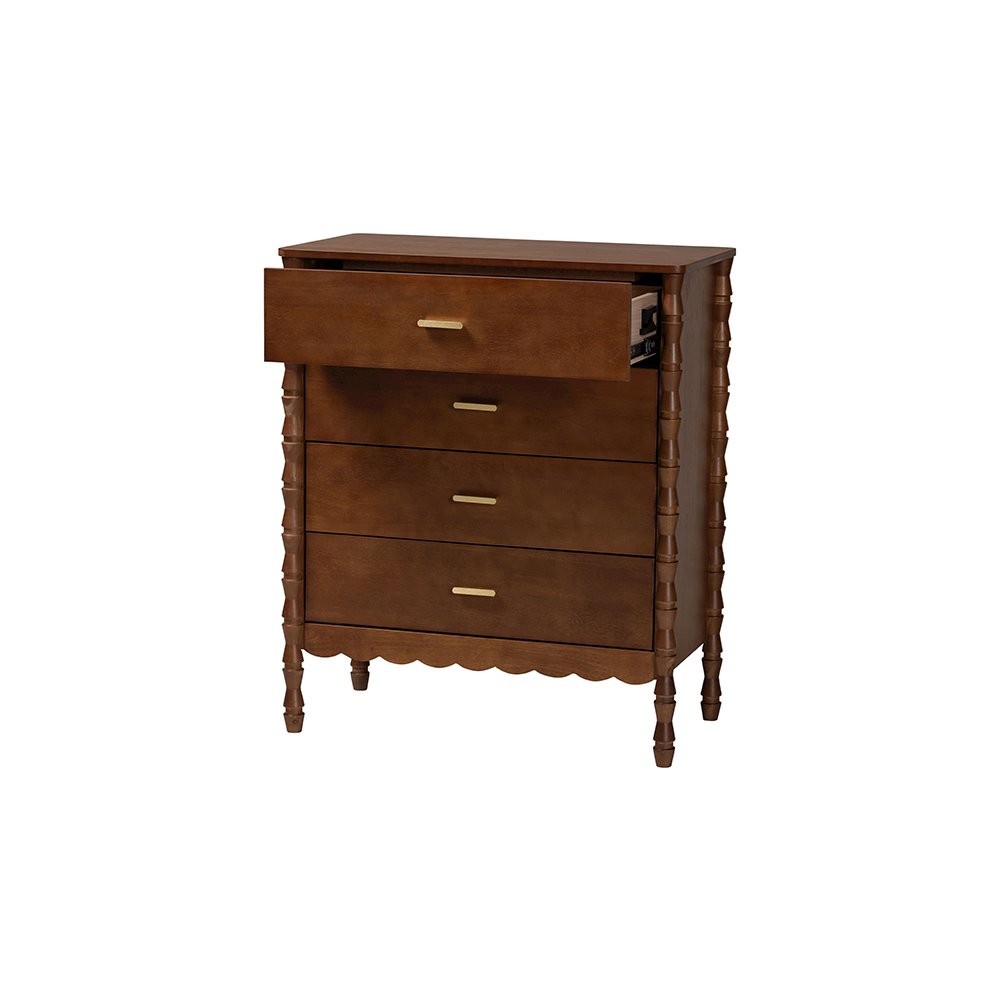 Baxton Studio Danette Bobbin Wood 4-Drawer Chest