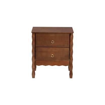 Baxton Studio Seamus 2-Drawer Nightstand with Carved Bobbin Frame