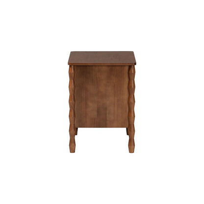 Baxton Studio Seamus 2-Drawer Nightstand with Carved Bobbin Frame