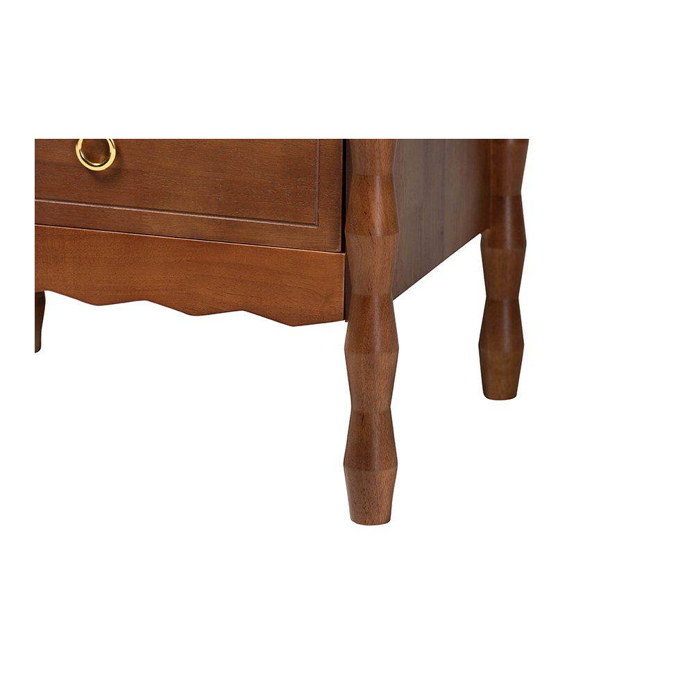 Baxton Studio Seamus 2-Drawer Nightstand with Carved Bobbin Frame