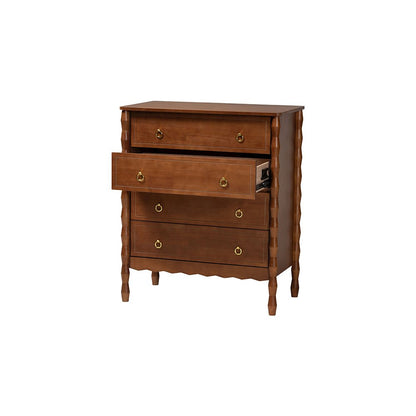 Baxton Studio Seamus 4-Drawer Chest with Carved Bobbin Frame