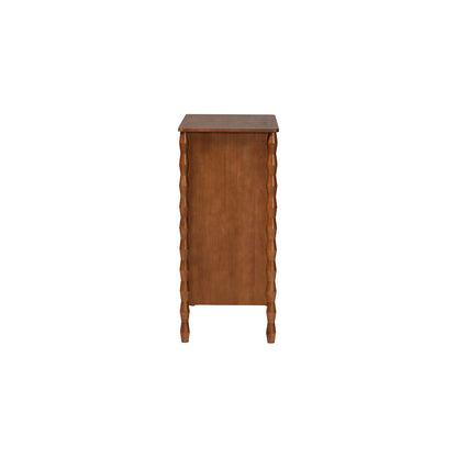 Baxton Studio Seamus 4-Drawer Chest with Carved Bobbin Frame