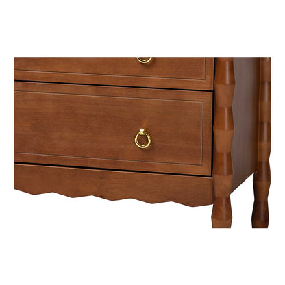 Baxton Studio Seamus 4-Drawer Chest with Carved Bobbin Frame
