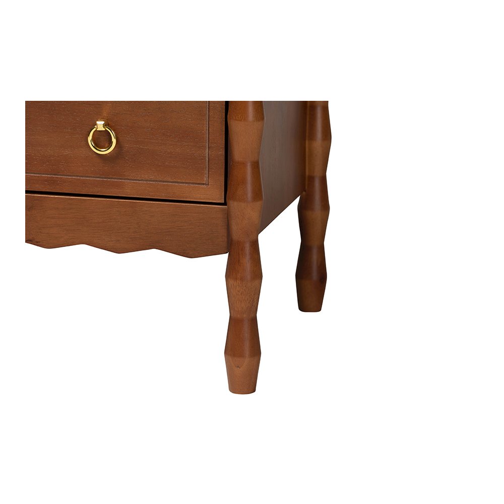 Baxton Studio Seamus 4-Drawer Chest with Carved Bobbin Frame