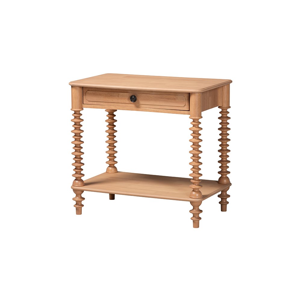 Neviah 1-Drawer Nightstand, Beech Brown