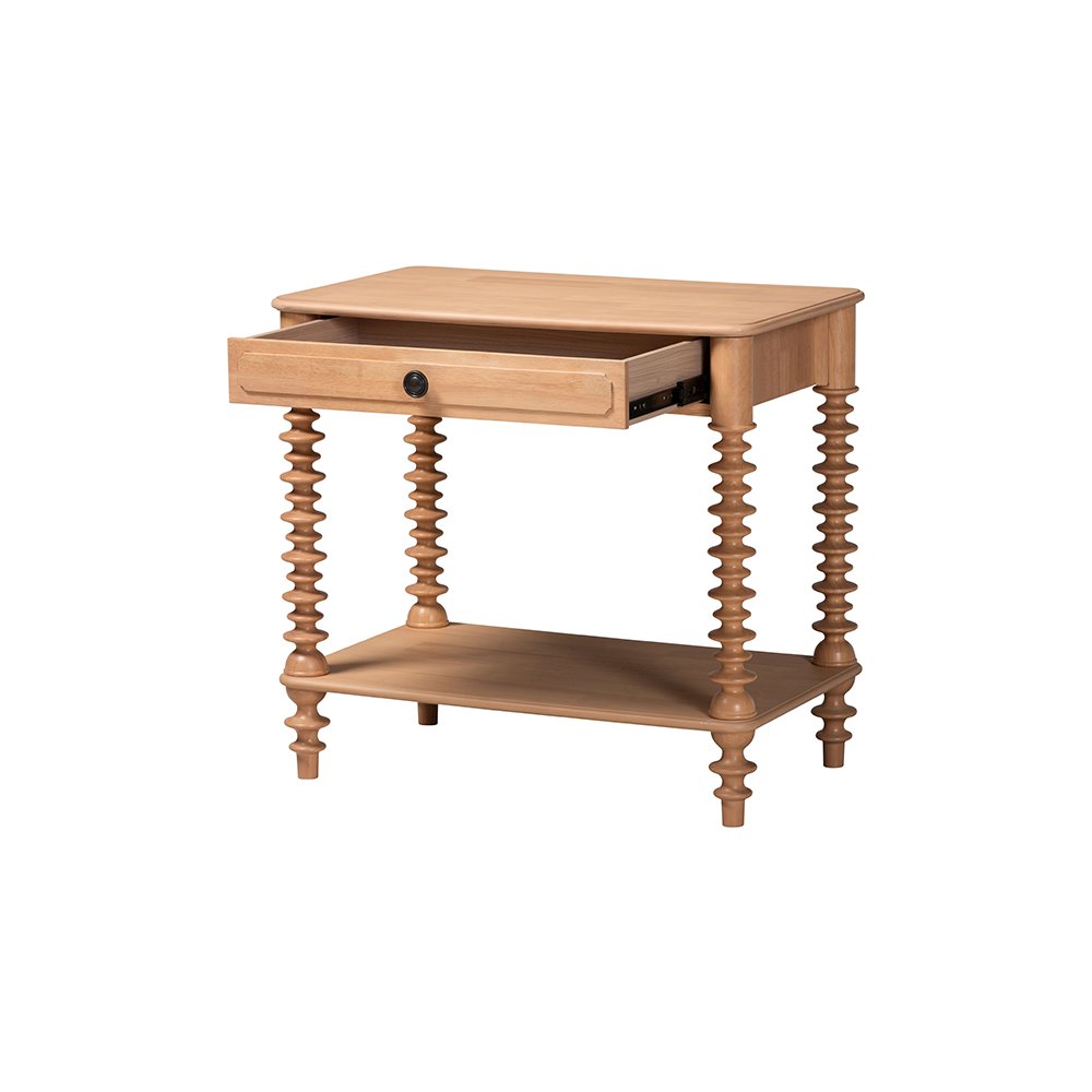 Neviah 1-Drawer Nightstand, Beech Brown