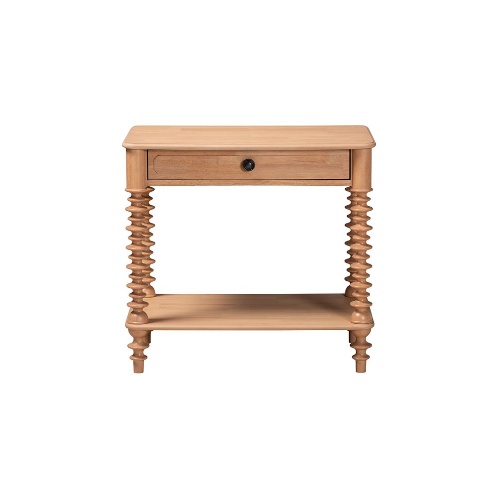 Neviah 1-Drawer Nightstand, Beech Brown